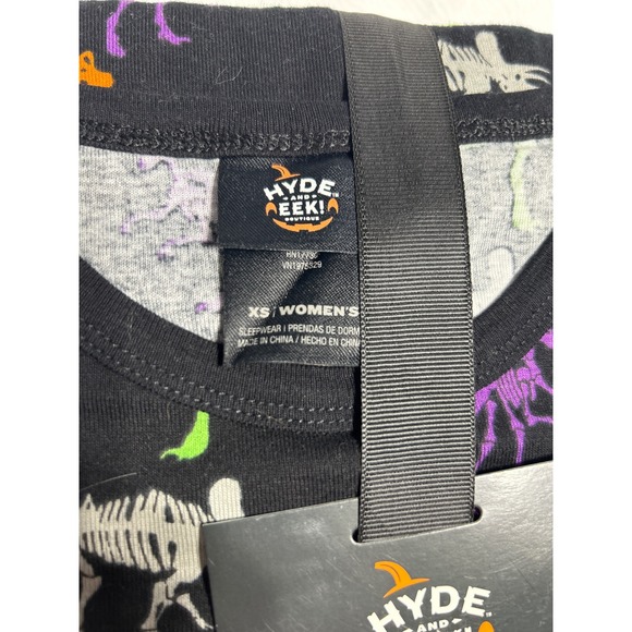 Hyde and Eek! Womens Pajama Set XS Halloween Dinosaur Skeleton Sleepwear - Picture 6 of 6